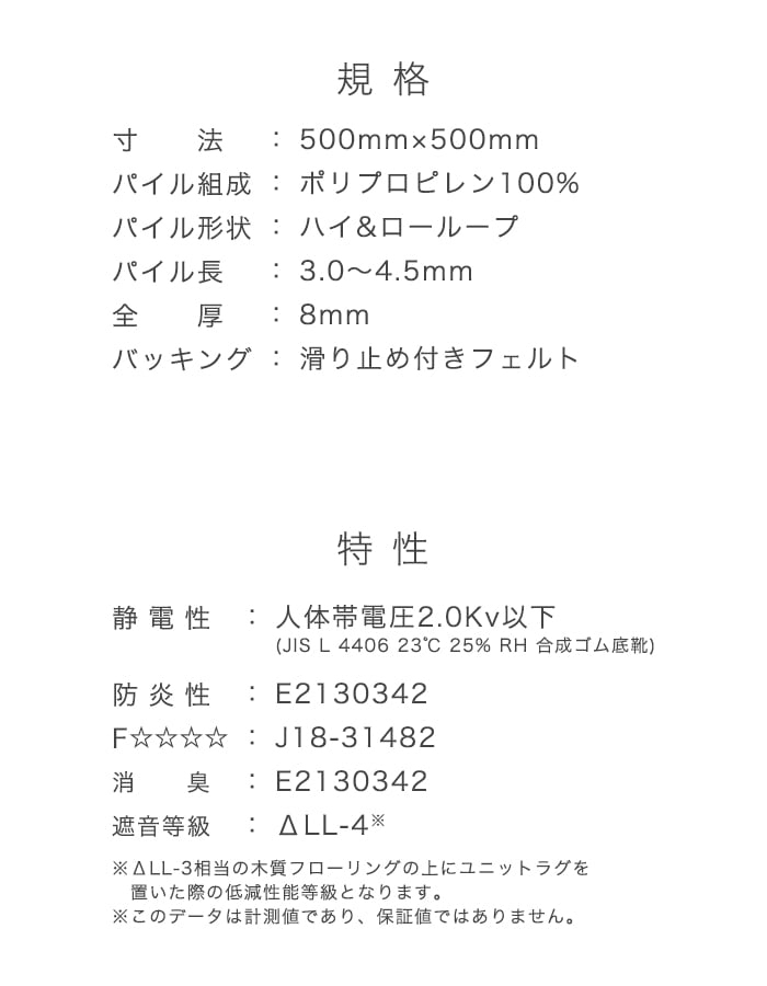 高級タイルカーペット 防音 日本製 50×50 ユニットラグ カラーグレイニー