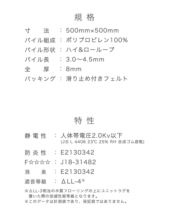 高級タイルカーペット 防音 おしゃれ 日本製 50×50 ユニットラグ UR1612