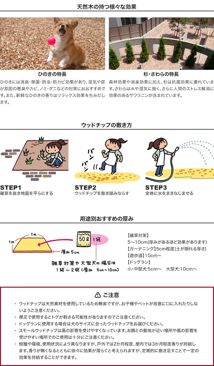 ウッドチップ (ひのき) 【日本製木材使用】 スモール 100L