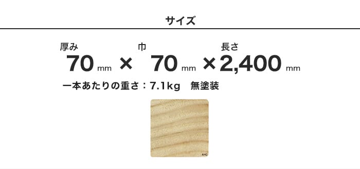 ウッドデッキ アコヤ ACCOYA 無塗装 AHQ 70×70×2400