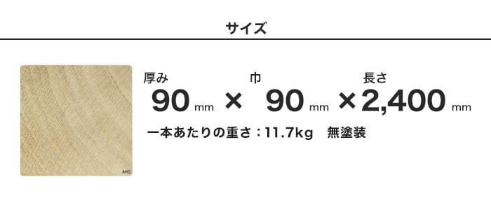 ウッドデッキ アコヤ ACCOYA 無塗装 AHQ 90×90×2400