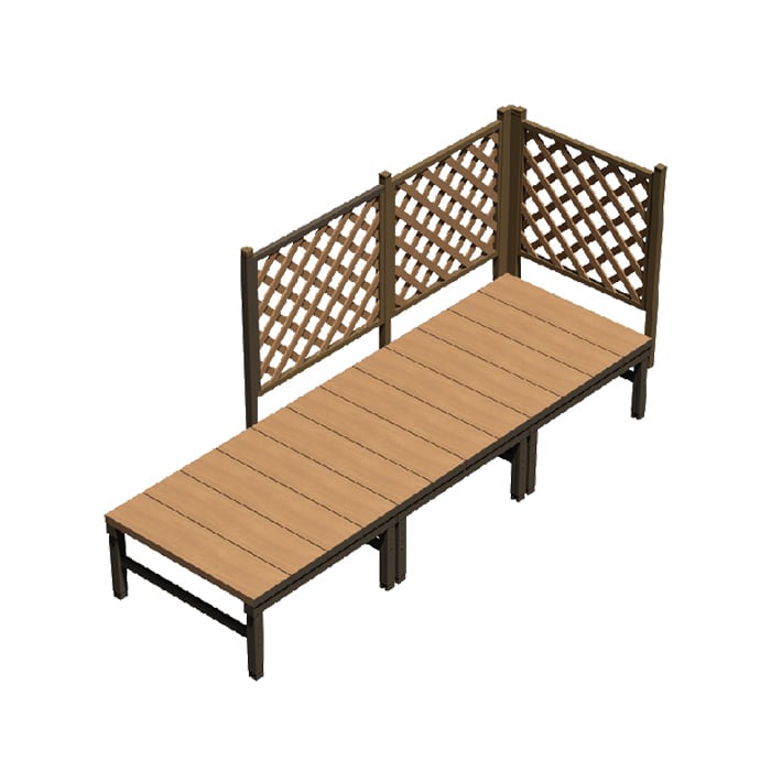 人工木ウッドデッキ ユニットデッキII ラティスフェンス付 0.75坪