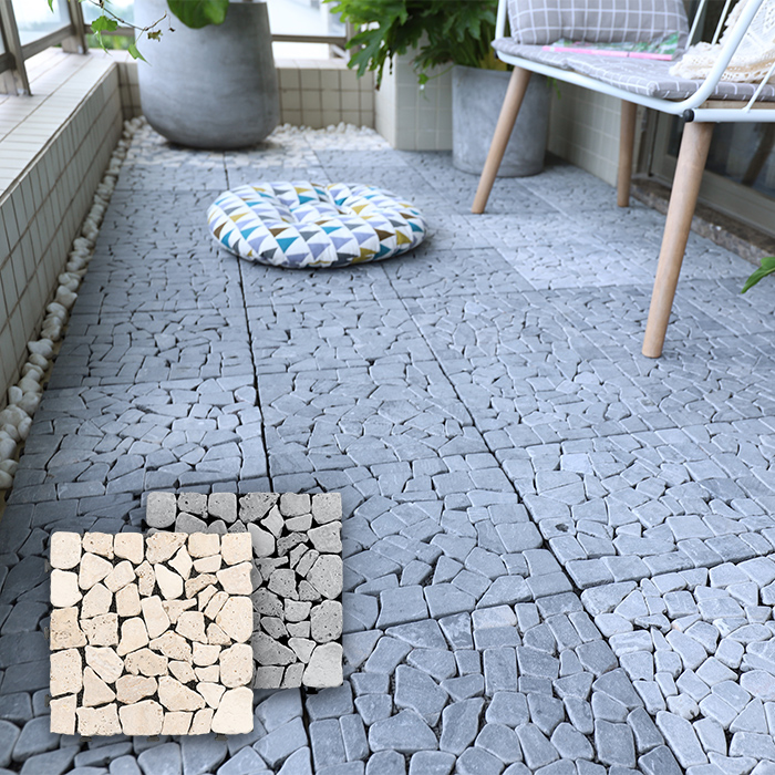 1枚売り】 デッキタイル BeTerrace ビテラス 天然石タイプ グラベリー