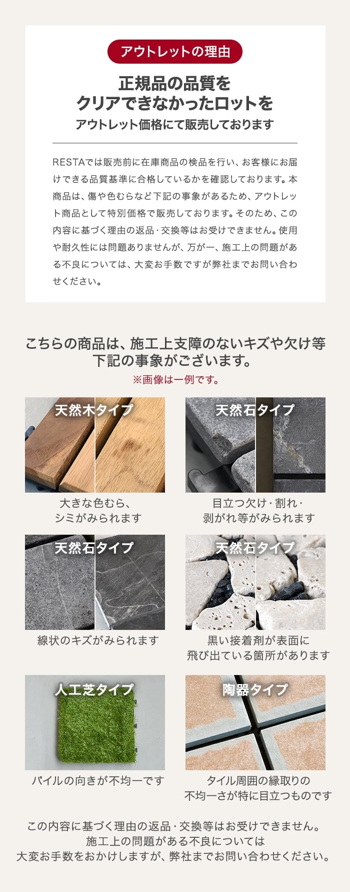 正規品の品質をクリアできなかったロットを