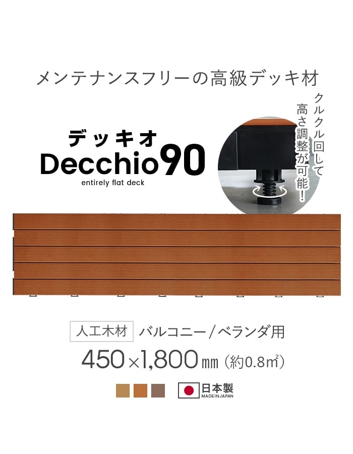 ベランダ ウッドデッキ 人工木 デッキオ90 450mm×1800mm 高さ ベランダ ウッドデッキ 人工木 デッキオ90 450mm×1800mm 高さ