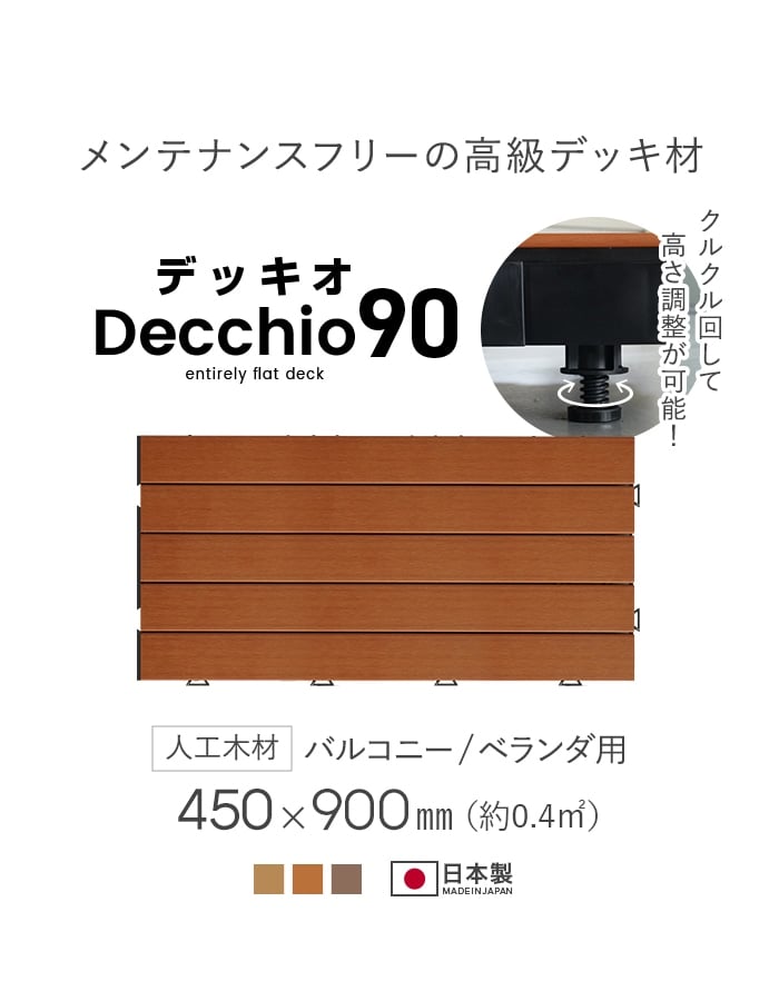 ベランダ ウッドデッキ 人工木 デッキオ90 450mm×900mm 高さ調整 ベランダ ウッドデッキ 人工木 デッキオ90 450mm×900mm 高さ調整