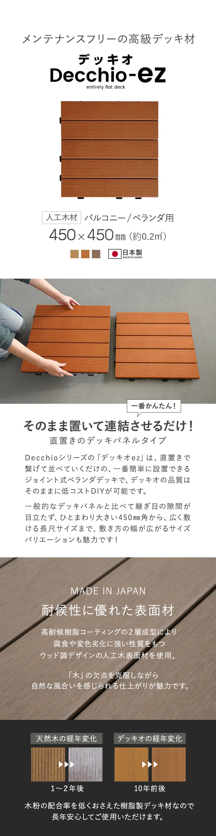 メンテナンスフリーの高級デッキ材
