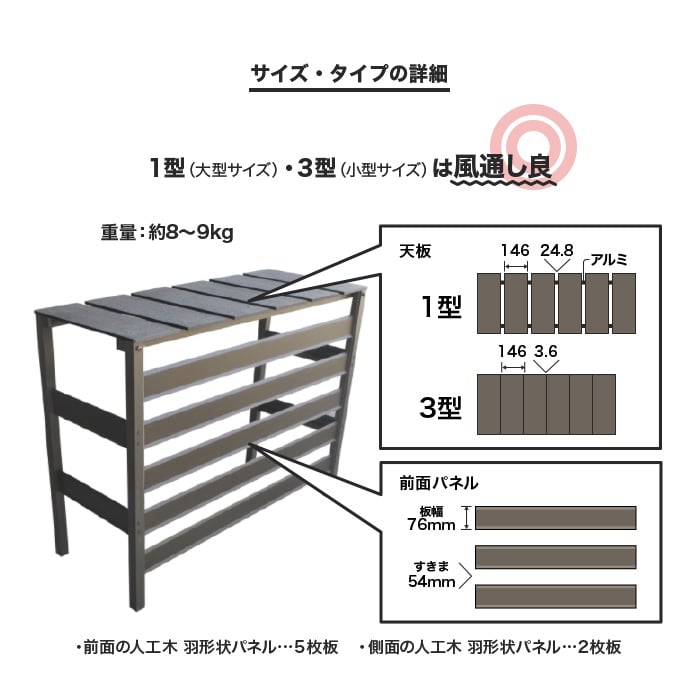人工木 アルミ製 エアコン室外機カバー 2型 目隠し 大型サイズ Resta 人工木 アルミ製 エアコン室外機カバー 2型 目隠し 大型サイズ Resta