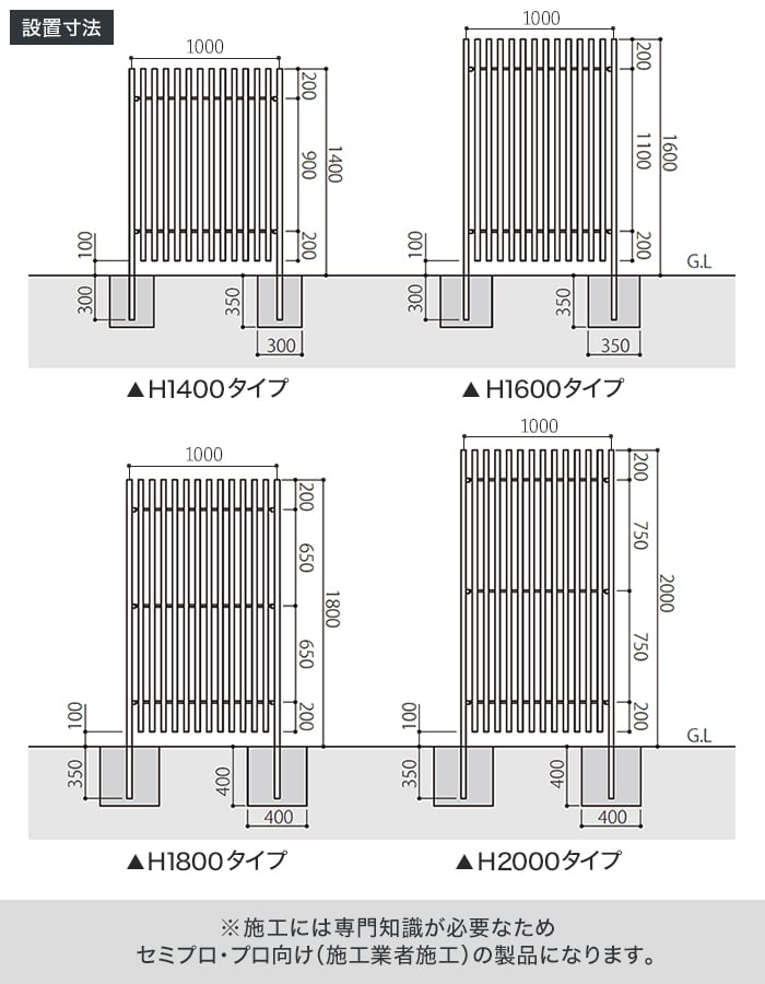 【法人配送】彩木ストライプフェンス 50×50 縦格子 H1800 本体(W960) HAC55K