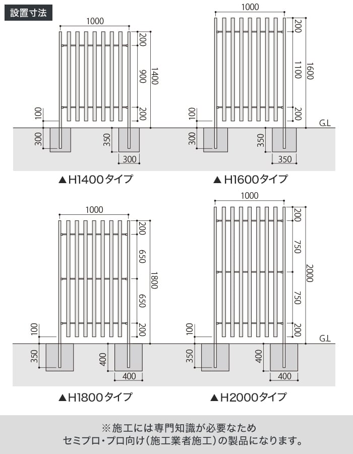 ハイブリッド彩木 ストライプフェンス 50×50 縦格子 H1800 フェンス(W960) HAC55K