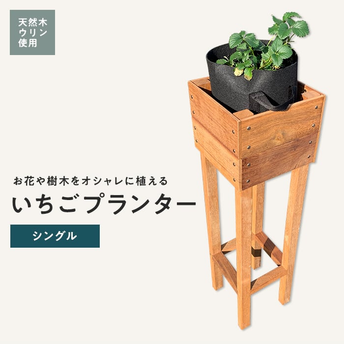 プランタースタンド 天然木 ウリン いちごプランター シングル 250×250
