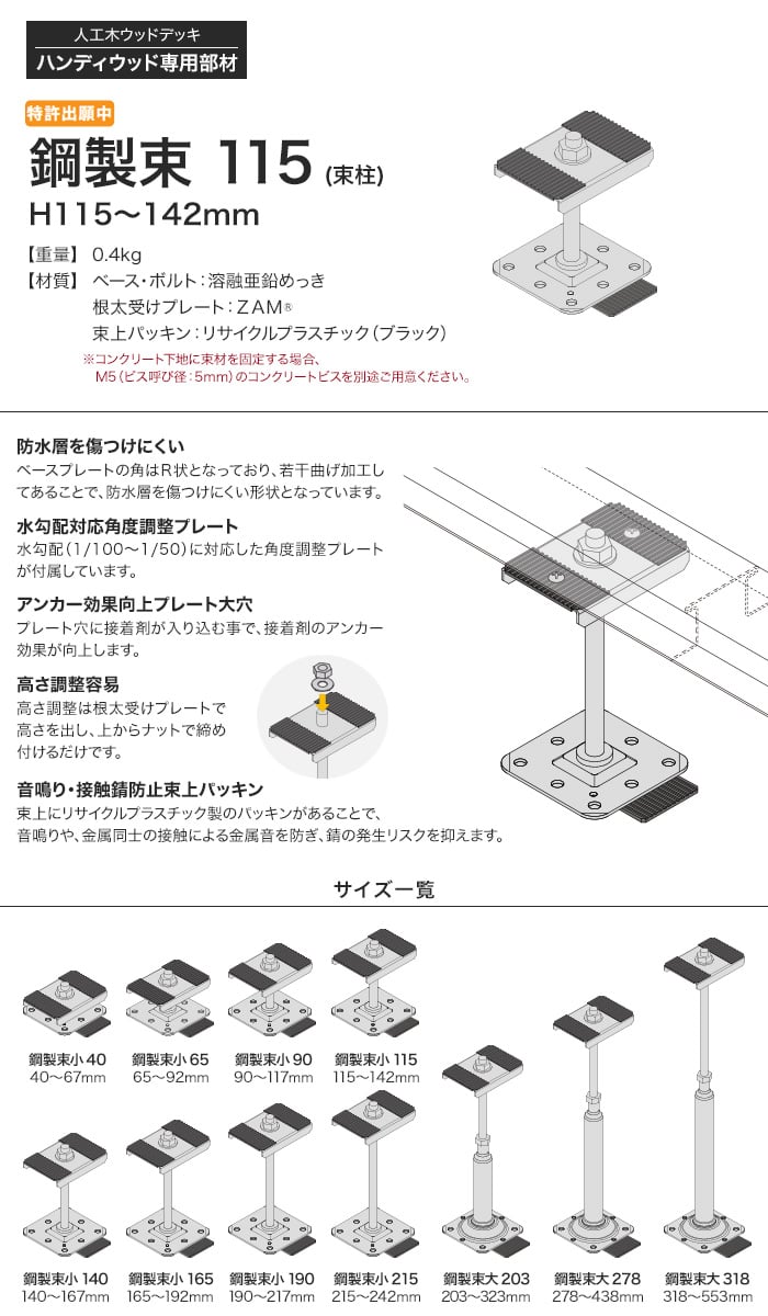 ハンディウッド専用 鋼製束小 115 H115～142