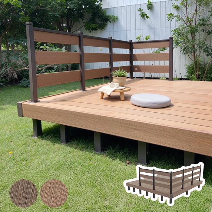 人工木ウッドデッキ JJ-WOOD2 1.5間×9尺 ボーダーフェンス付 | DIY