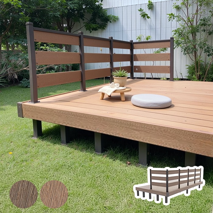 人工木ウッドデッキ JJ-WOOD2 2.0間×6尺 ボーダーフェンス付 | DIY