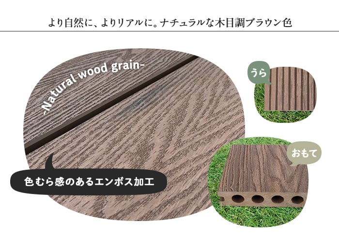 人工木ウッドデッキ L Wood (エルウッド) 木目調 中空材 LWH-023150 (片面溝加工 / 横スリットあり)