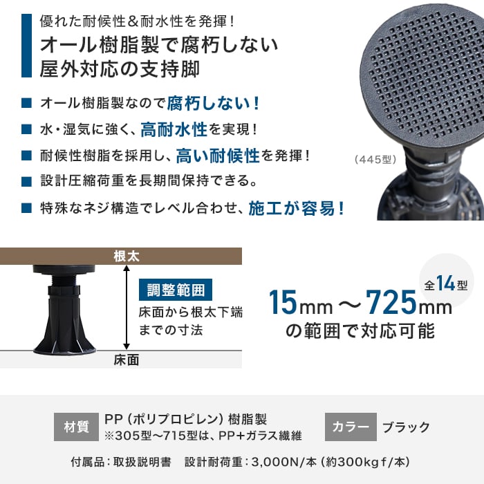 屋外デッキ用 樹脂製支持脚 フクビ マルチポスト 4A型 （調整範囲：74～102mm） | ウッドデッキの通販 | DIYショップRESTA