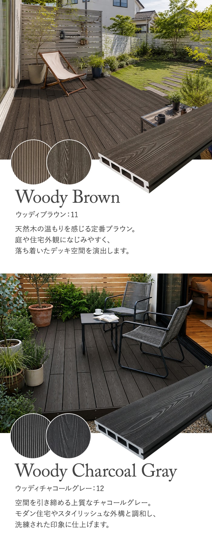 人工木ウッドデッキ RESINWOOD2 ベーシック 床板 (中空仕様) 145×25×1795mm
