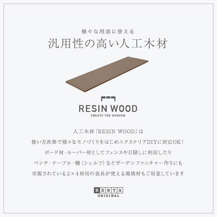人工木材 RESIN WOOD 15×200 長さ900mm RESTAオリジナル