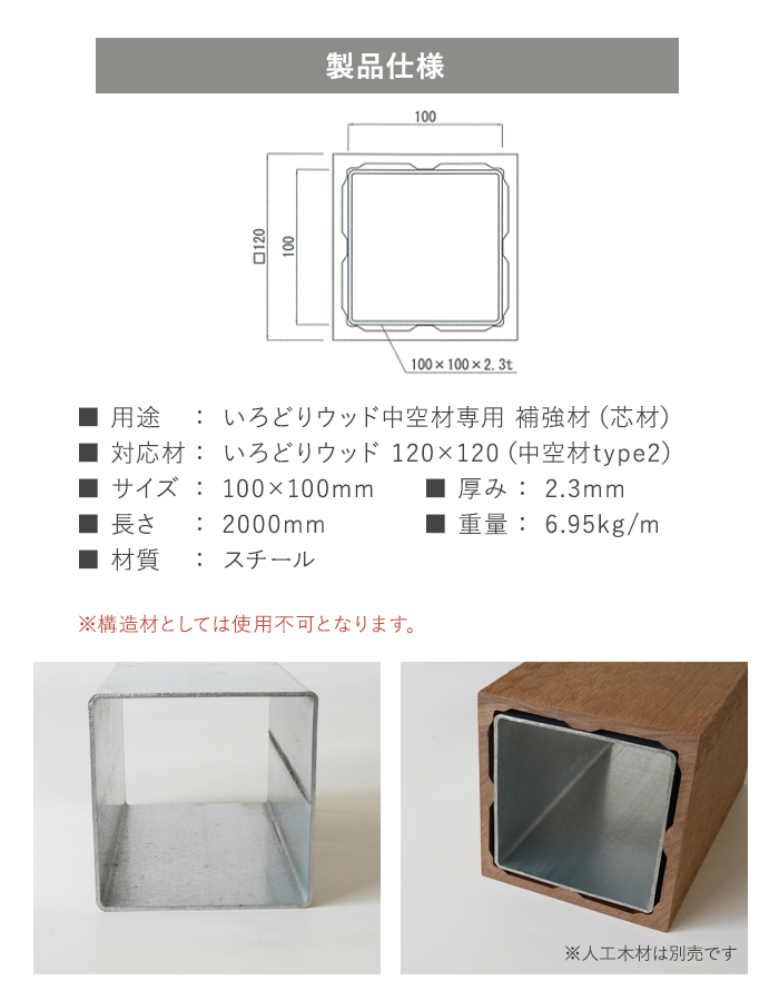 いろどりウッド 中空材専用 補強材(芯材) 120×120(type2)用
