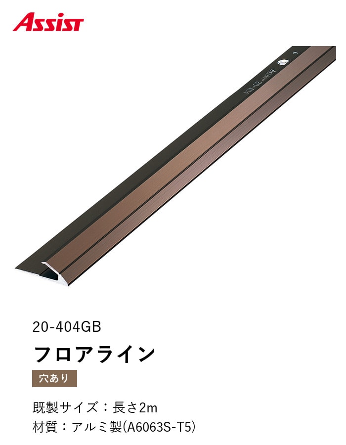 カーペット見切り アルミ フロアライン 20-404GB 穴有（対応厚み：～6.5mm） 既製サイズ 2m