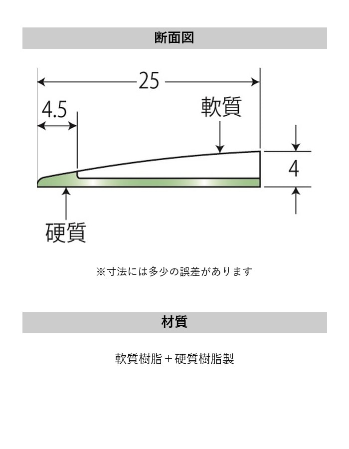 床見切り 樹脂見切り+硬質樹脂製 20-437 (対応厚み:~4mm) 既製サイズ